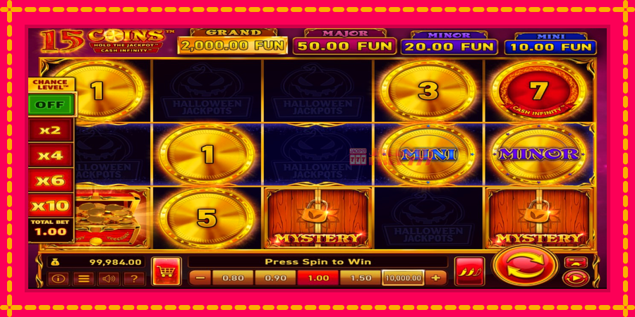 15 Coins Grand Gold Edition Halloween Jackpot автомат со уникатна механика, слика 2