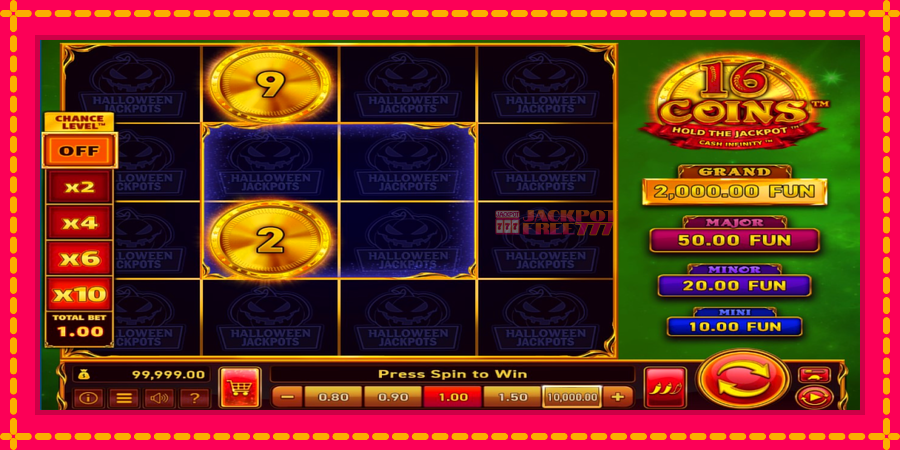 16 Coins Grand Gold Edition Halloween Jackpots автомат со уникатна механика, слика 2