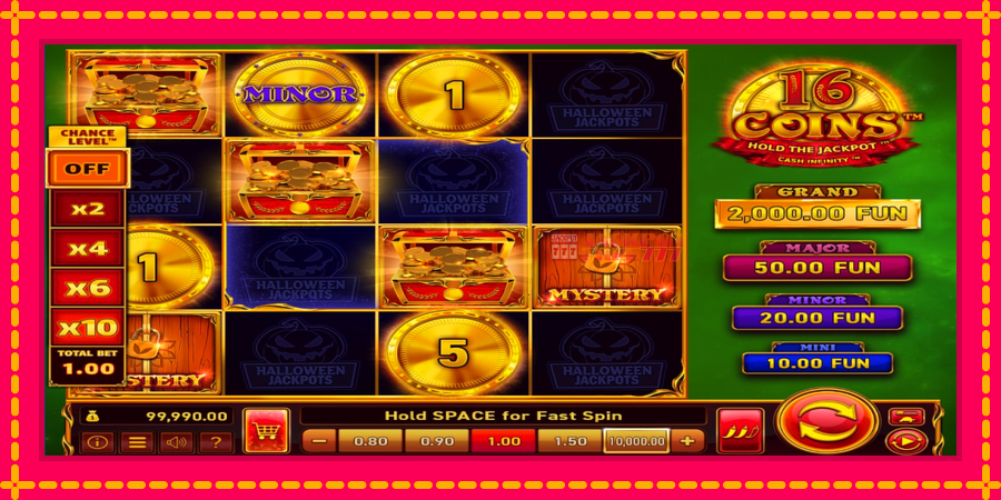 16 Coins Grand Gold Edition Halloween Jackpots автомат со уникатна механика, слика 3