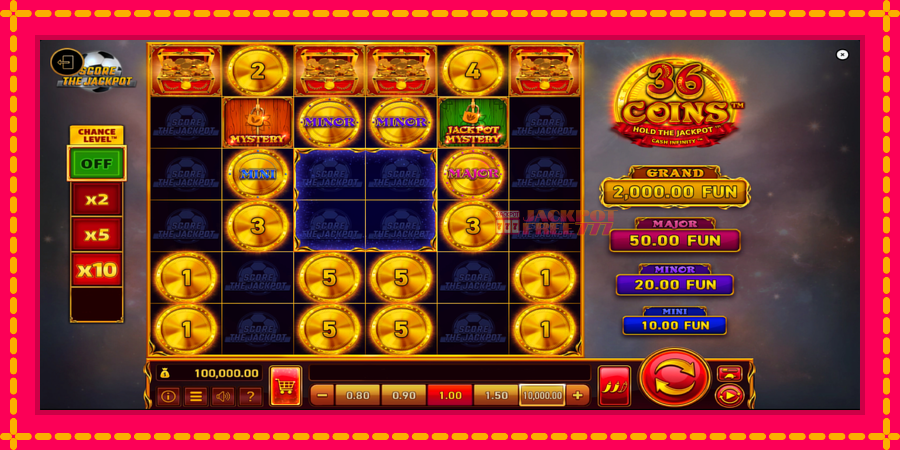 36 Coins Score The Jackpot автомат со уникатна механика, слика 2