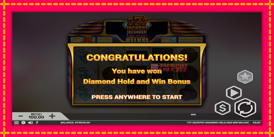 777 Jackpot Diamond Hold and Win Deluxe автомат со уникатна механика, слика 4