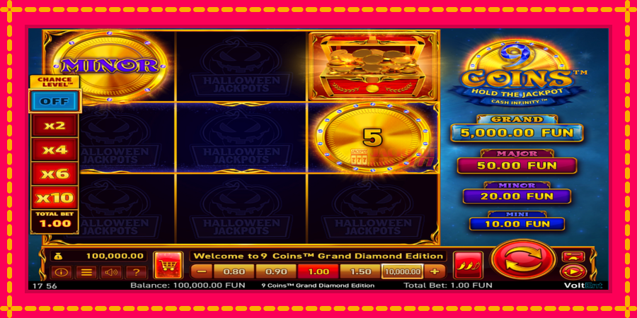 9 Coins Grand Diamond Edition Halloween Jackpots автомат со уникатна механика, слика 2