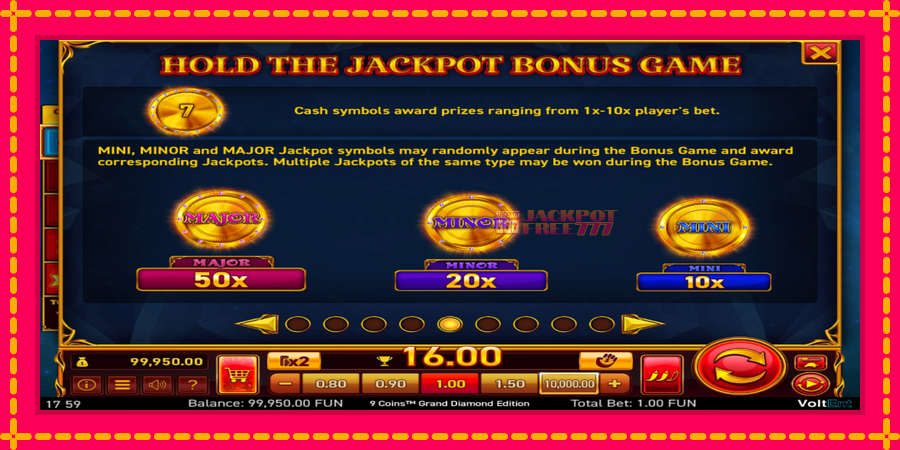 9 Coins Grand Diamond Edition Halloween Jackpots автомат со уникатна механика, слика 5