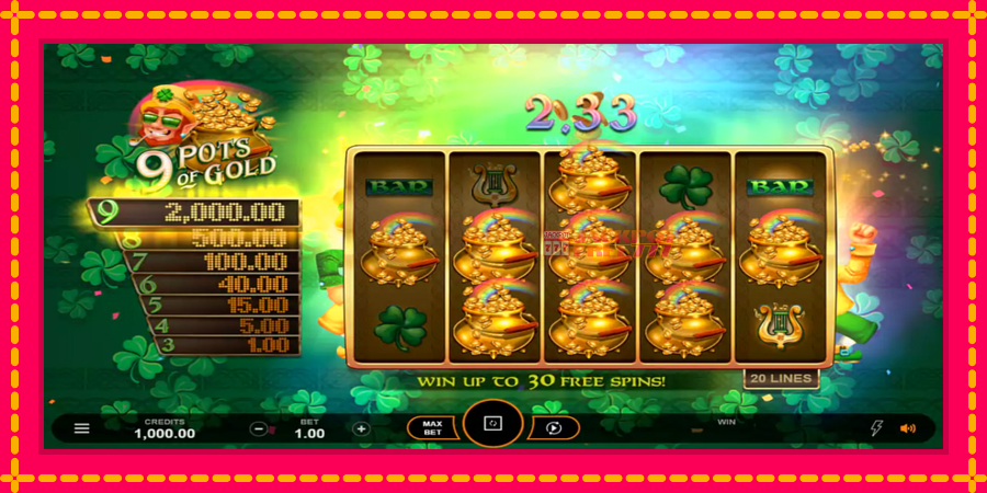 9 Pots of Gold Land & Win автомат со уникатна механика, слика 5