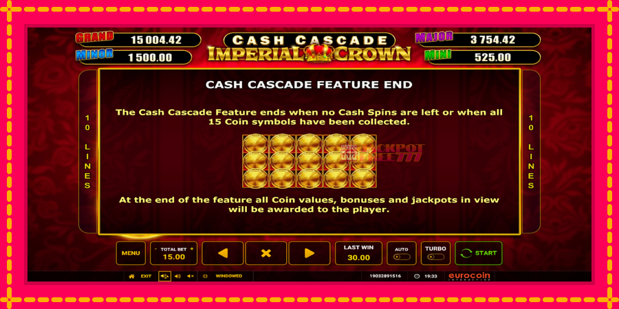 Cash Cascade Imperial Crown автомат со уникатна механика, слика 7