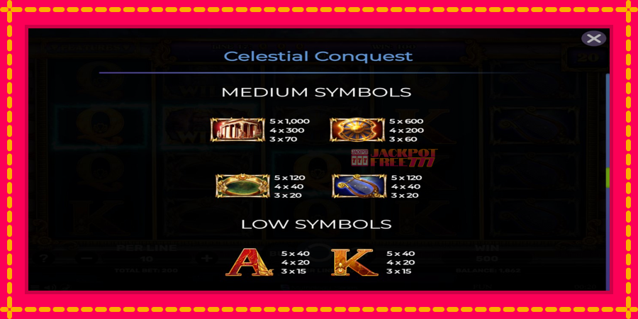 Celestial Conquest автомат со уникатна механика, слика 6