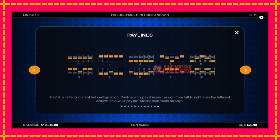 Firebolt Multi 7s Hold and Win автомат со уникатна механика, слика 7