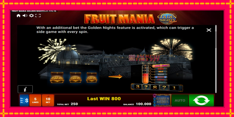 Fruit Mania Golden Nights автомат со уникатна механика, слика 5