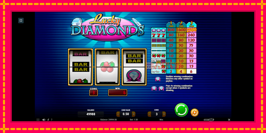 Lucky Diamonds автомат со уникатна механика, слика 3