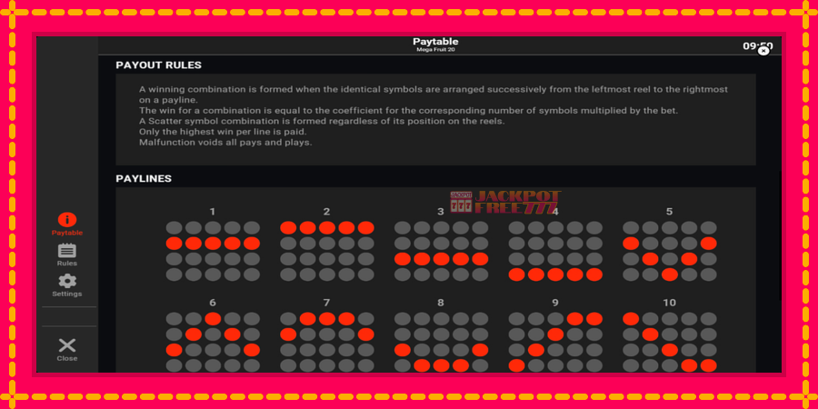 Mega Fruit 20 автомат со уникатна механика, слика 6