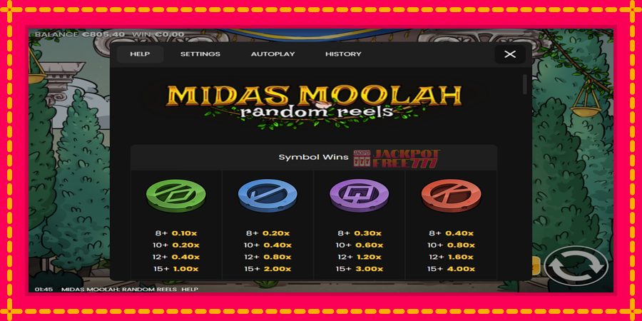 Midas Moolah Random Reels автомат со уникатна механика, слика 6