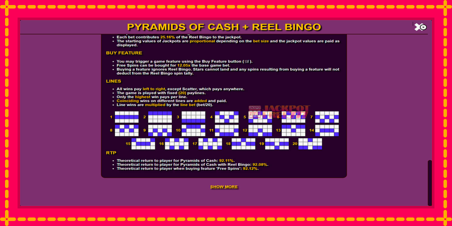 Pyramids of Cash with Reel Bingo автомат со уникатна механика, слика 6