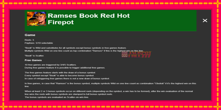 Ramses Book Red Hot Firepot автомат со уникатна механика, слика 1