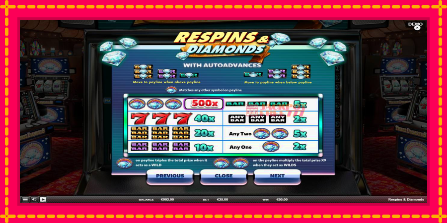 Respins Diamonds автомат со уникатна механика, слика 5