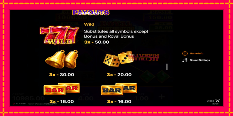 Royal Fortunator: Hold and Win автомат со уникатна механика, слика 5