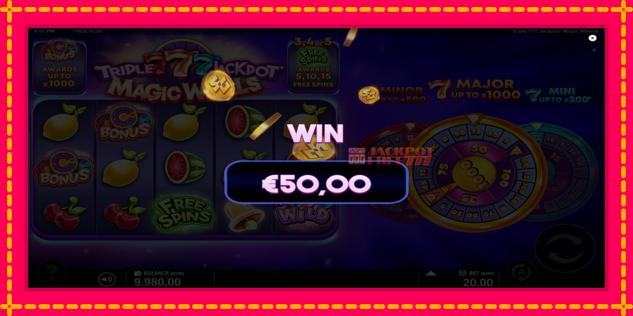 Triple 777 Jackpot Magic Wheels автомат со уникатна механика, слика 3