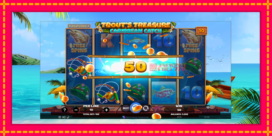 Trouts Treasure Caribbean Catch автомат со уникатна механика, слика 4