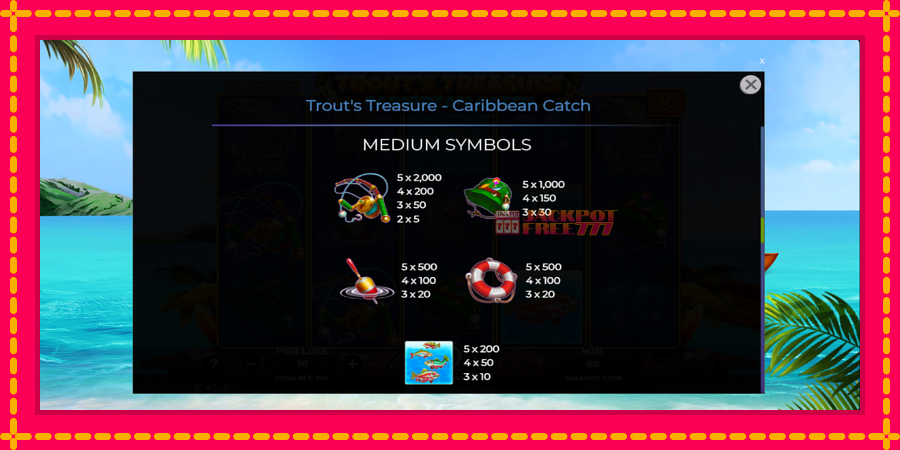 Trouts Treasure Caribbean Catch автомат со уникатна механика, слика 6