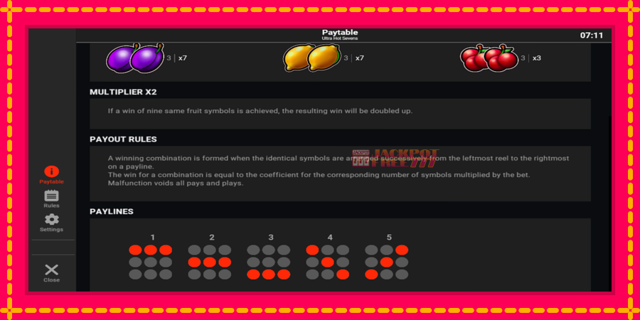 Ultra Hot Sevens автомат со уникатна механика, слика 5
