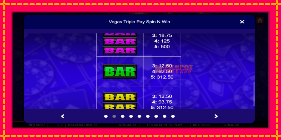 Vegas Triple Pay Spin n Win автомат со уникатна механика, слика 4