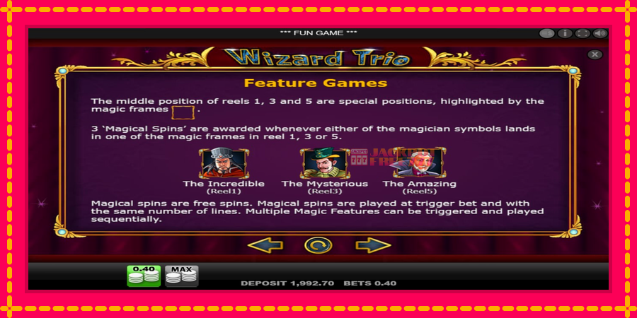 Wizard Trio автомат со уникатна механика, слика 4